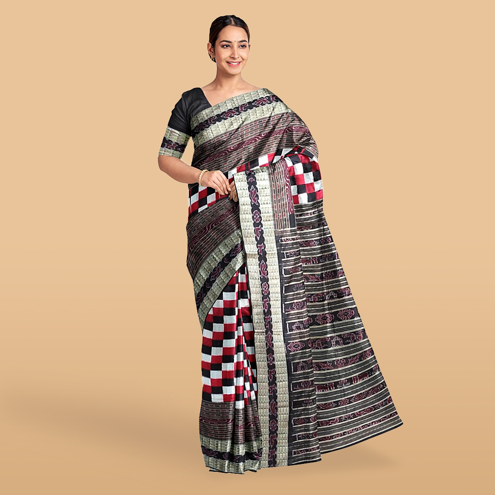 Black Mathematics Sambalpuri Cotton Saree- Odisha Handloom Sarees,Sambalpuri  Silk saree | BigRayn.com