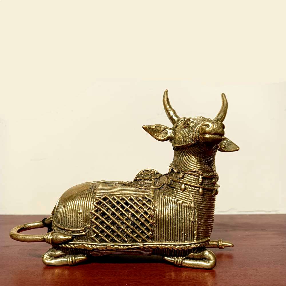 Brass Dhokra Work Nandi Bull From Orissa