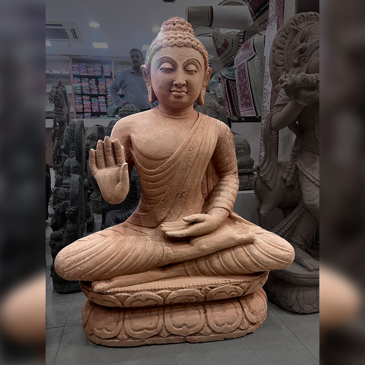 Lord Buddha meditating Sand stone statue Utkalika Odisha