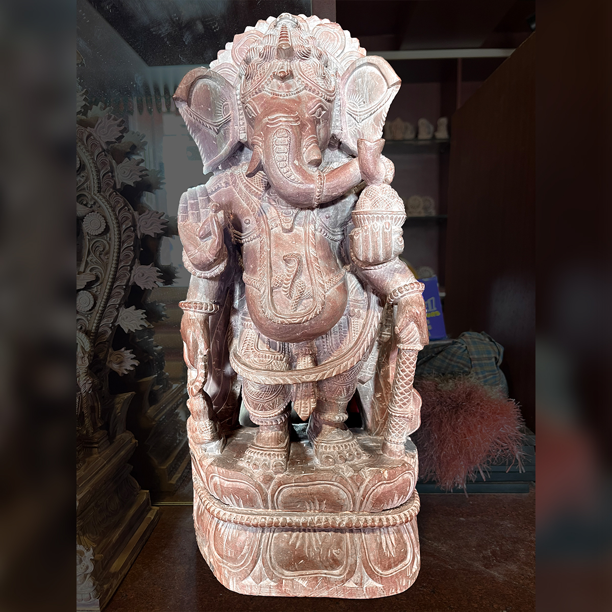 Lord Ganesha Pink Stone Statue - Utkalika Odisha