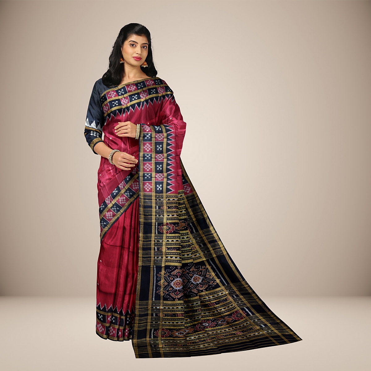 ETHNIC ODISHA Sambalpuri Cotton Saree Handloom ikkat bomkai pasapali pata  khandua design odisha : Amazon.in: Fashion