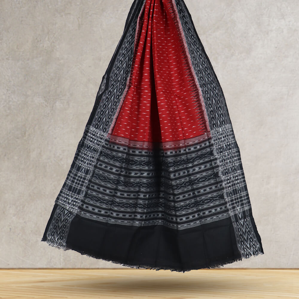 Red - Odisha Ikat Cotton Sambalpuri Dupatta 06