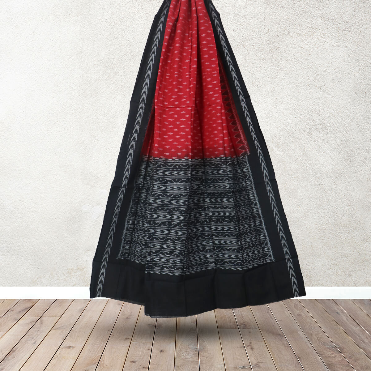 Red - Odisha Cotton Sambalpuri Ikat Dupatta 02