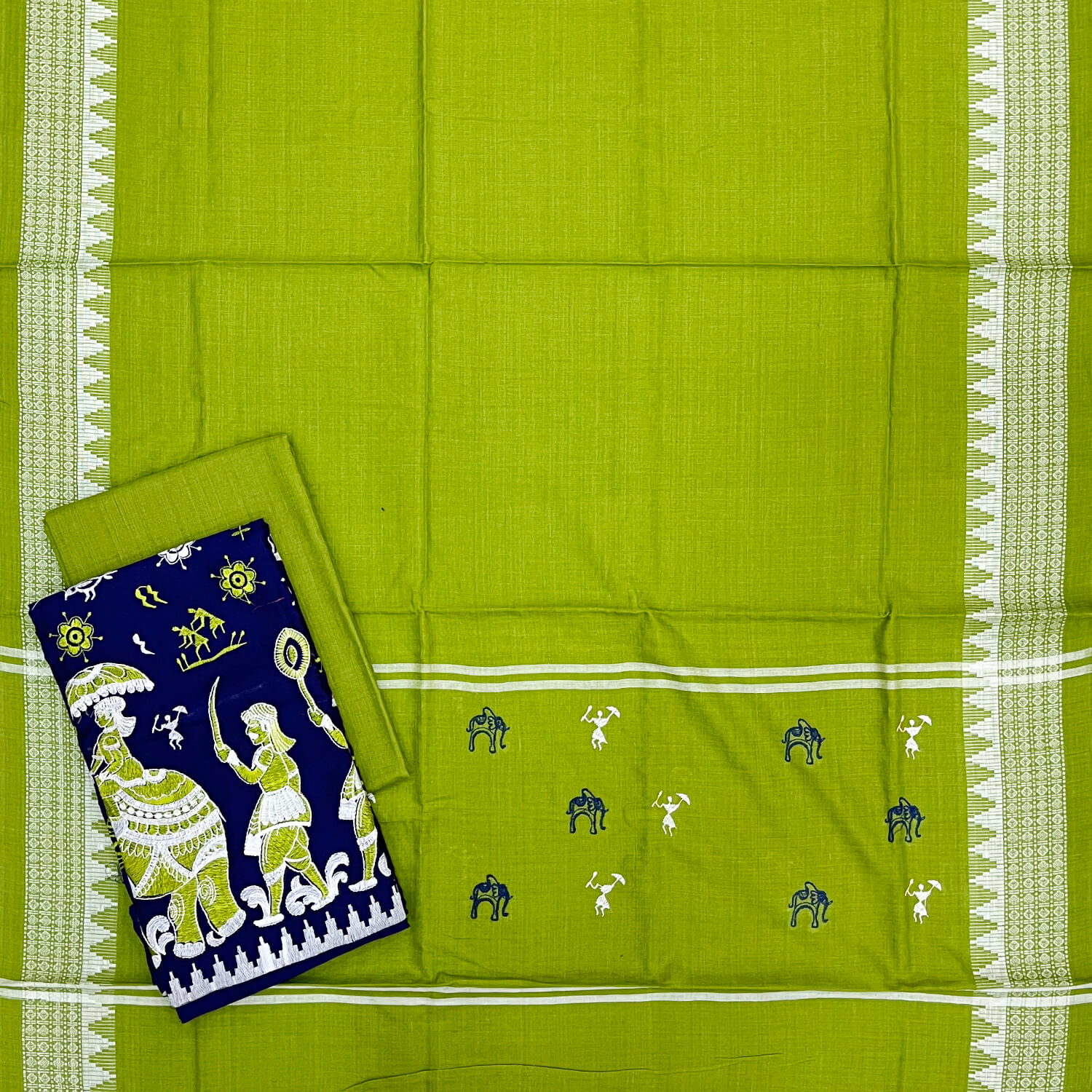 Boita design Unstitched Bomkai cotton dress material set main image 1